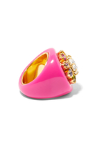 Chunky Crystal Ring, Resin & Brass with Cubic Zirconia